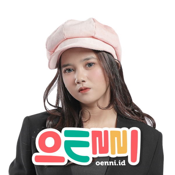 Topi Beret Newsboy Gaya Korea Corduroy Pink