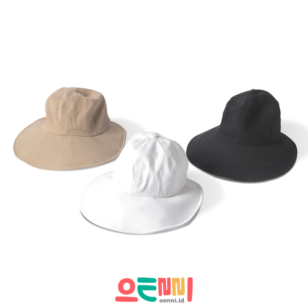 Topi Bucket Half Wide Wanita Gaya Korea Brown Mocca - Gambar 5