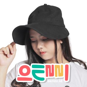 topi pantai wanita korea hitam lebar oenni