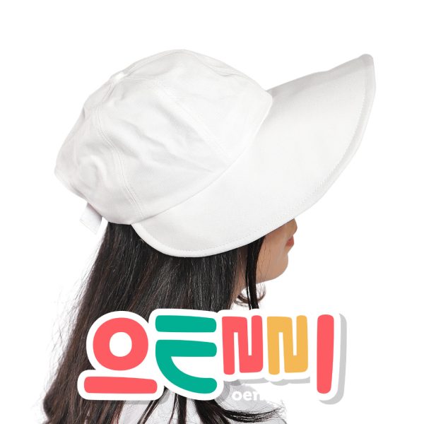 Topi Bucket Half Wide Wanita Gaya Korea Putih Off-White