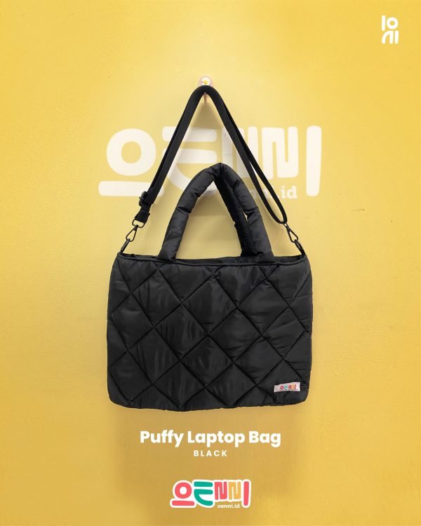 Tas Laptop Black Tote Bag Puff Model Jinjing Selempang