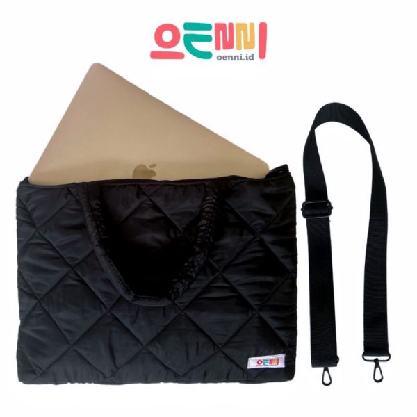 Tas Laptop Cream Tote Bag Puff Double Handle - Gambar 3