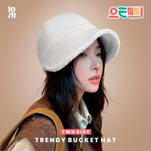 topi bucket hat wanita bulu
