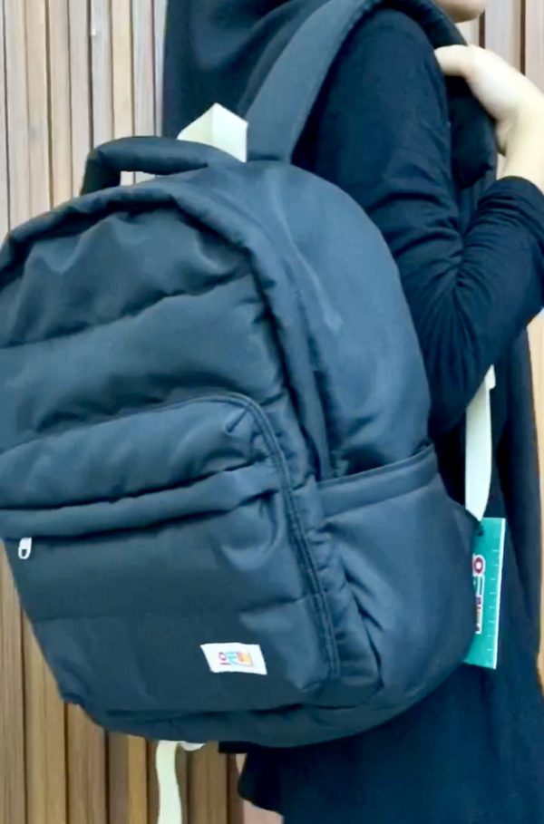 Tas Ransel Backpack Puffy Puff Paded Tas Punggung Unisex Oenni.id Hitam - Gambar 3