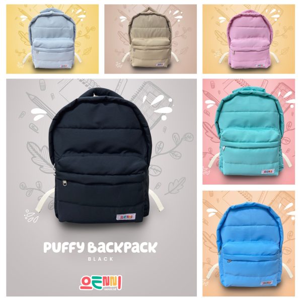Tas Ransel Backpack Puffy Puff Paded Tas Punggung Unisex Oenni.id Hitam - Gambar 4