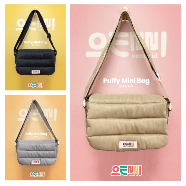 Tas Mini Selempang Puffy Puff / Tas Bahu Mini Oenni.id Warna Cream - Gambar 5