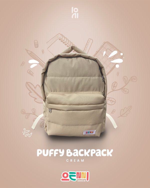 Tas Ransel Backpack Puffy Puff Paded Tas Punggung Unisex Oenni.id Creamy Latte