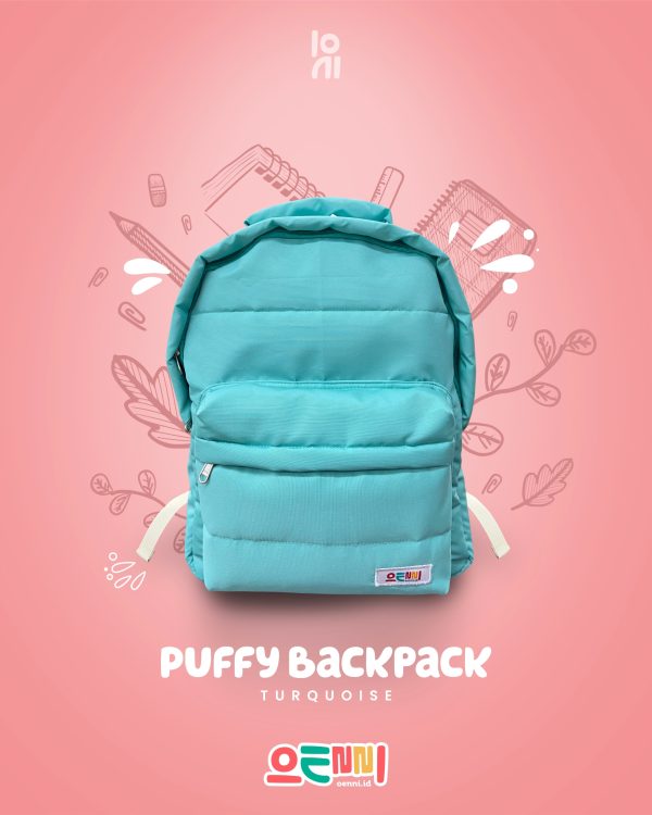 Tas Ransel Backpack Puffy Puff Paded Tas Punggung Unisex Oenni.id Hijau Turquoise