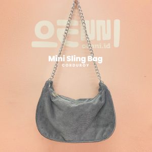 OENNI.ID MINIBAG SHOULDER BAG CORDUROY GREY WITH CHAIN