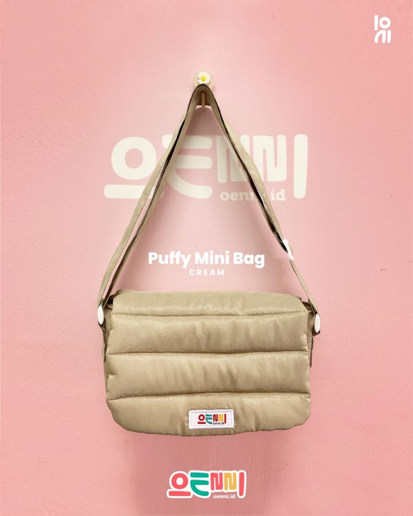 Tas Mini Selempang Puffy Puff / Tas Bahu Mini Oenni.id Warna Cream