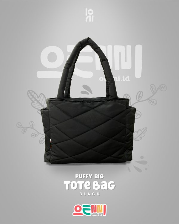 Tas Tote Bag Besar Aesthetic Puffy Diamond Puff korean style oenni.id Hitam