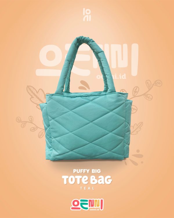Tas Tote Bag Besar Aesthetic Puffy Diamond Puff korean style oenni.id Hitam - Gambar 4