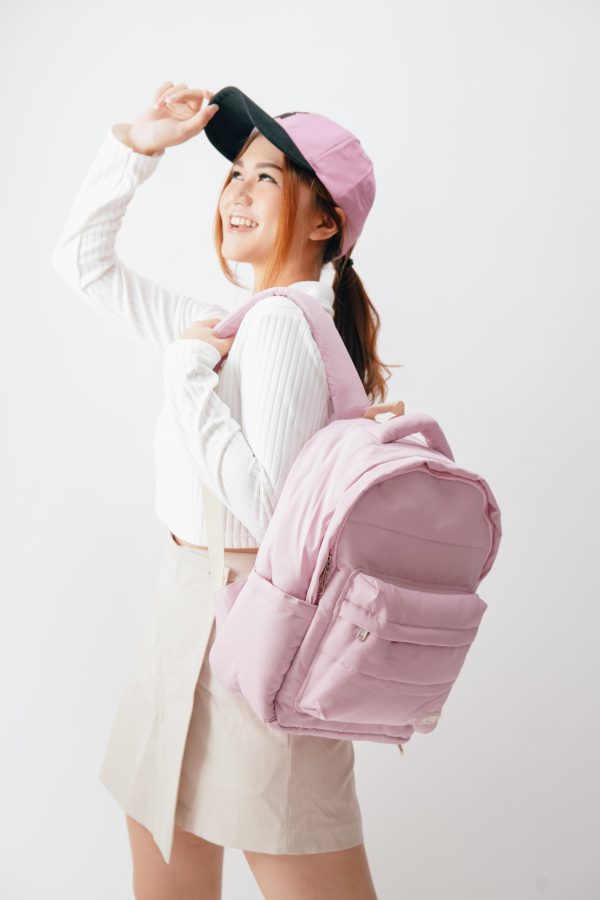Tas Punggung Ransel Backpack Wanita Pink Korean Style / Tas Sekolah Tas Travel Unisex Puffy Oenni.id - Gambar 3