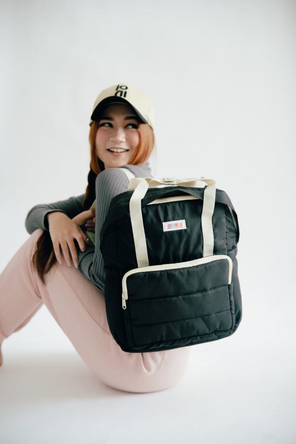 Tas Punggung Ransel Sporty Puffy New Oenni Hitam - Gambar 10