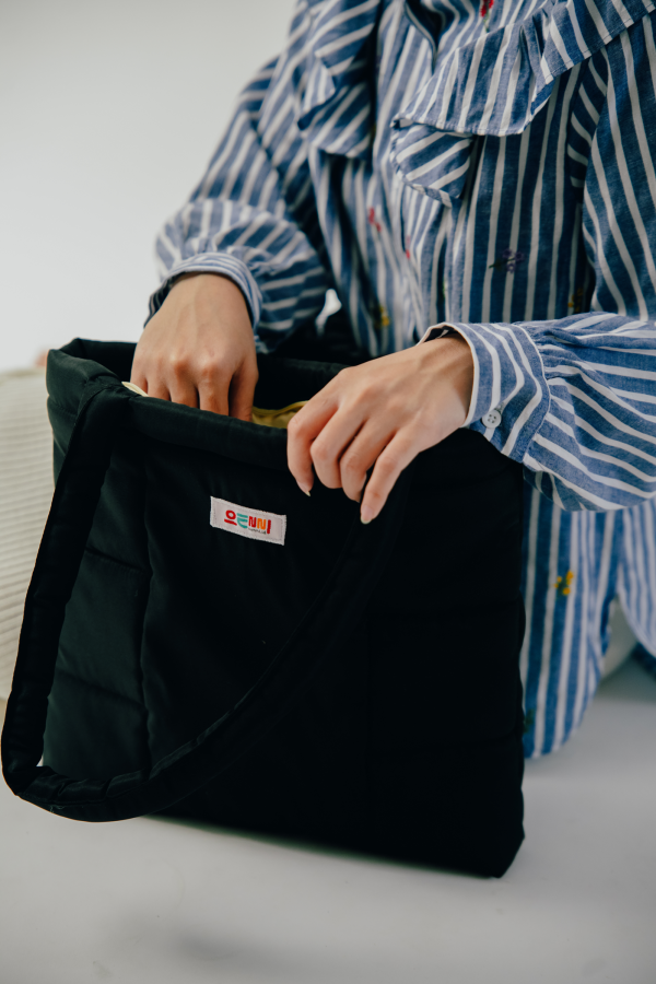 Tote Bag Sporty Hitam Black Korean Style Puffy Sporty Oenni - Gambar 7