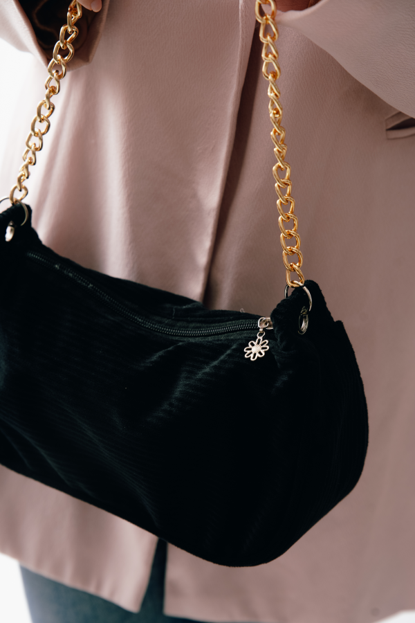 Tas Conduroy Hitam oenni.id - Gambar 3