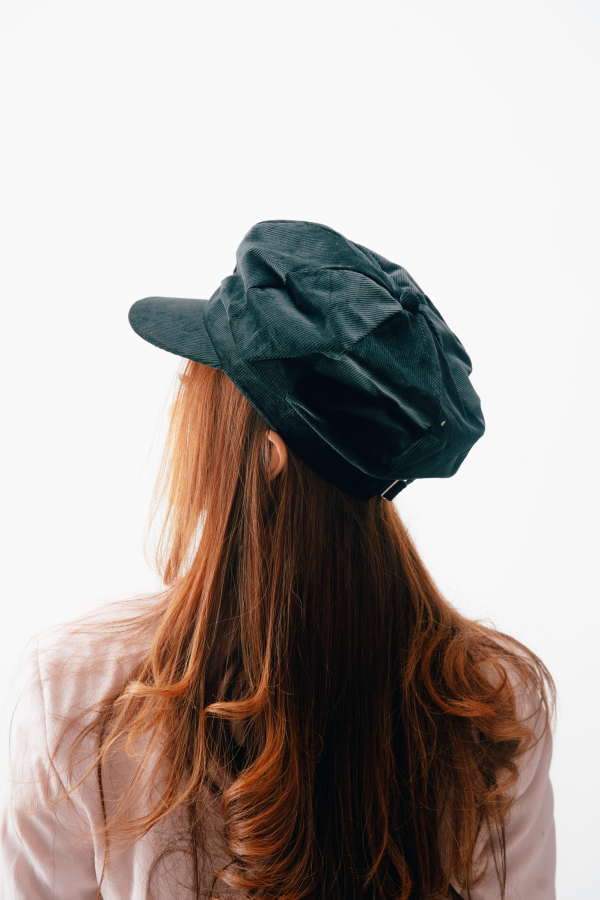 Topi Wanita Corduroy Hitam - Gambar 5