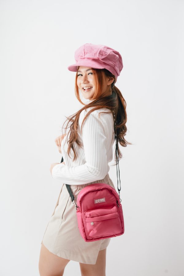 Topi Wanita Corduroy Korean Style Pink - Gambar 3