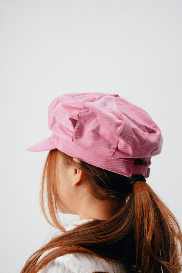 Topi Wanita Corduroy Korean Style Pink - Gambar 4