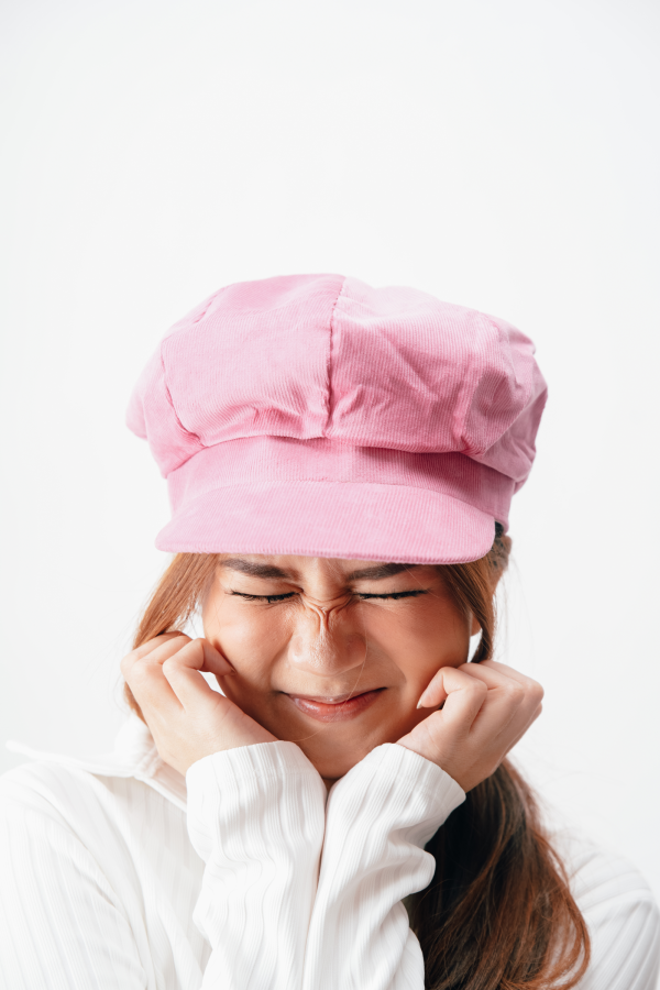 Topi Wanita Corduroy Korean Style Pink